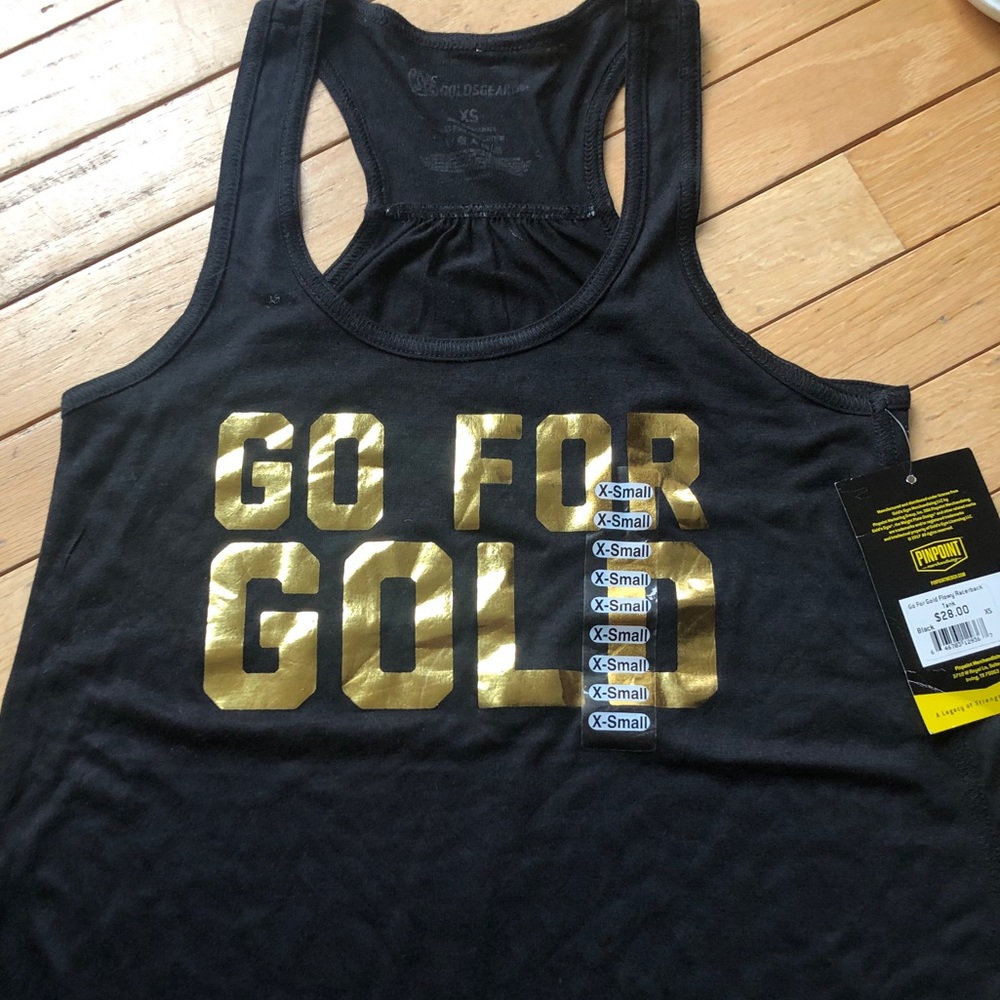 Olympic Gold’s Gym black racer back tank